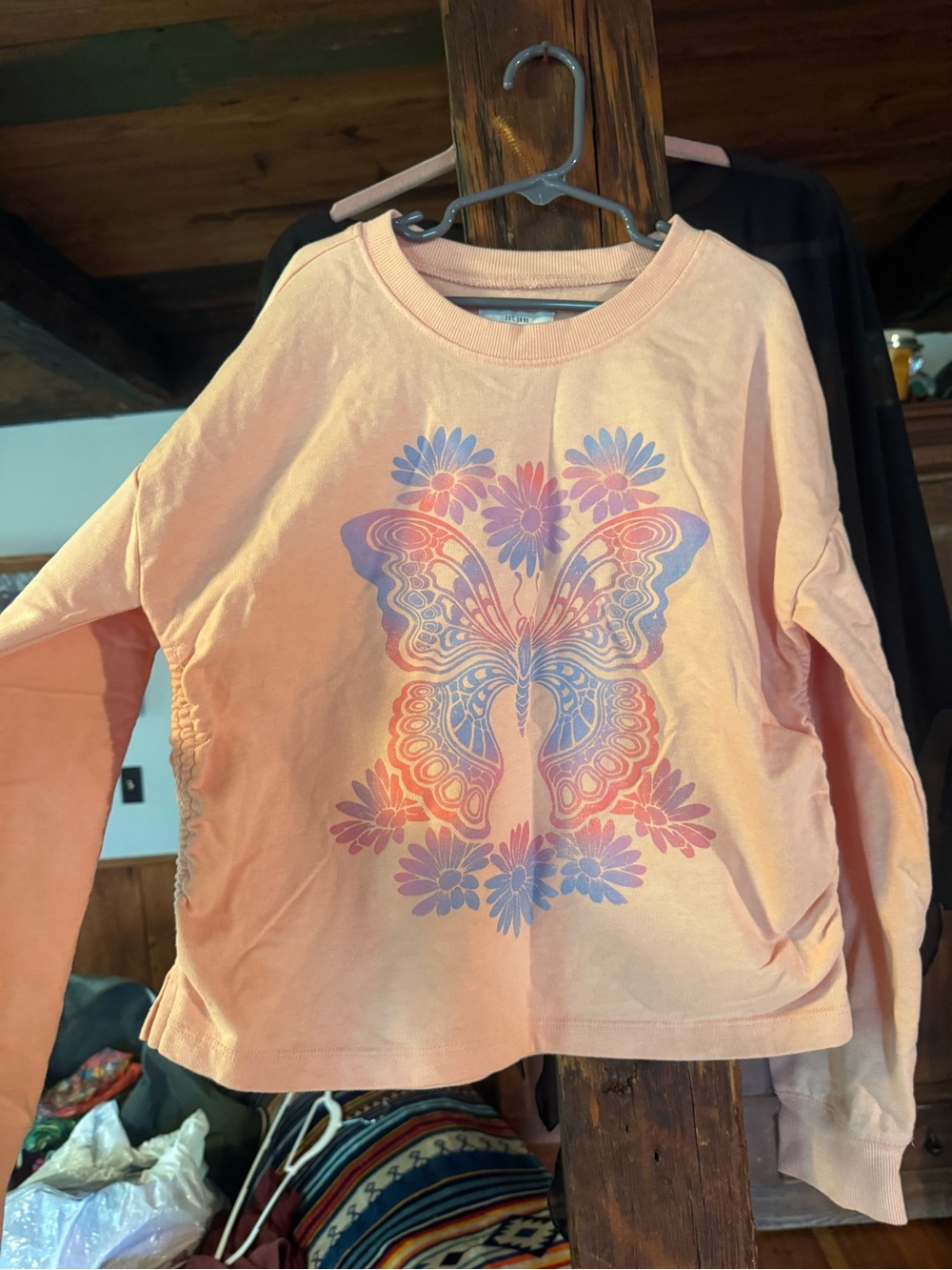 OshKosh B'gosh Peach Long-Sleeve Tee with Butterfly Print